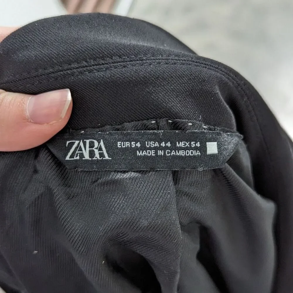 Zara Men's Size 44 Black Double Breasted Blazer‎ Sports Coat Suit Jacket